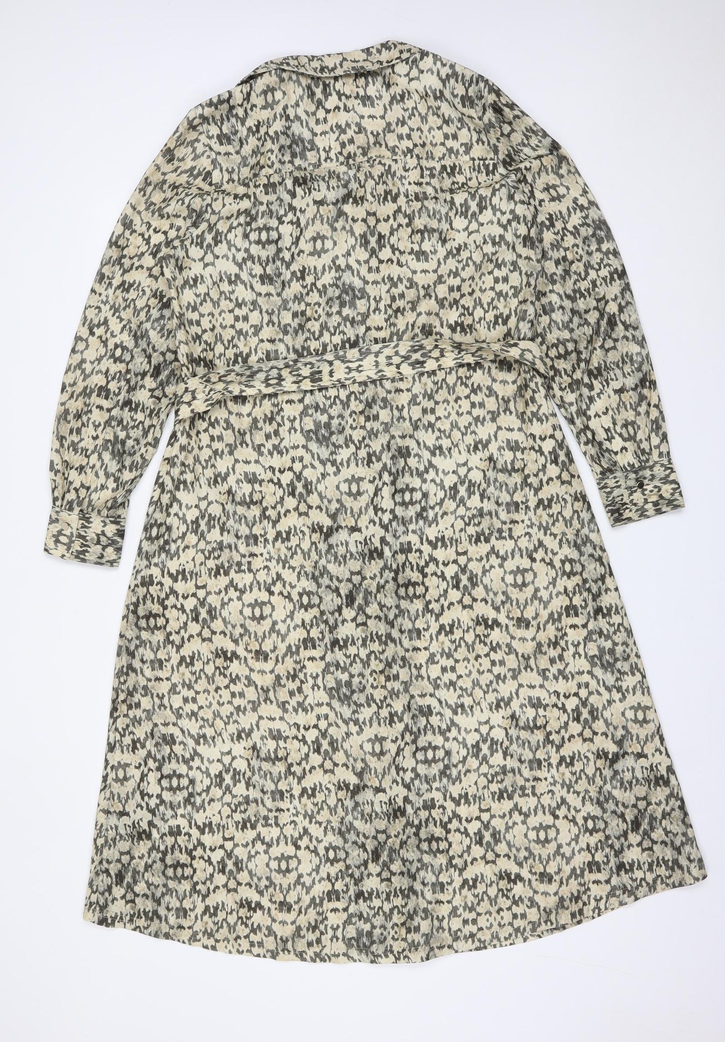 H&M Womens Multicoloured Animal Print Polyester Shirt Dress  Size 12  Collared