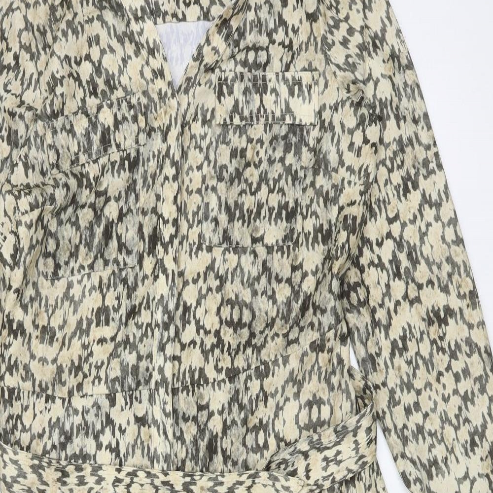 H&M Womens Multicoloured Animal Print Polyester Shirt Dress  Size 12  Collared