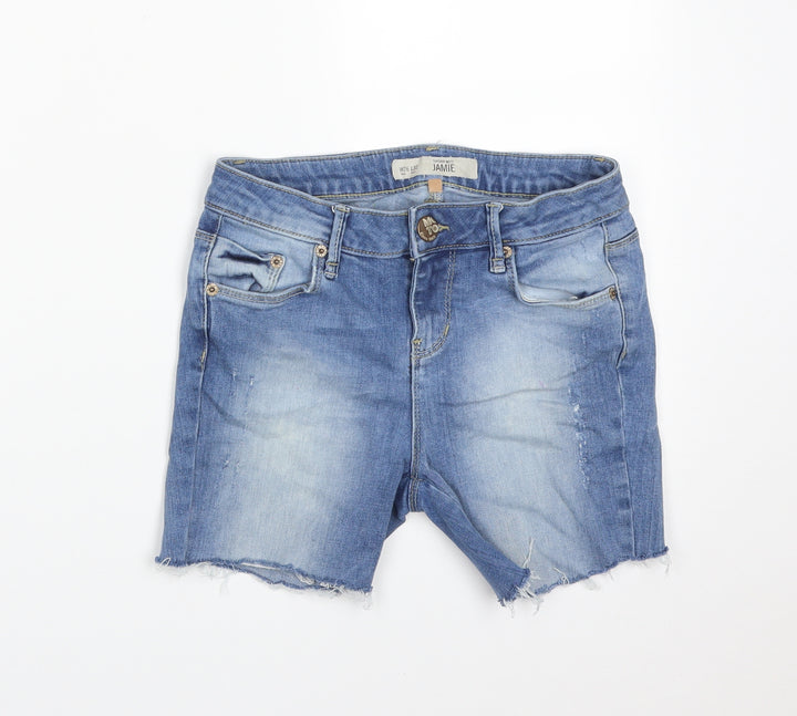 Topshop Womens Blue Cotton Cut-Off Shorts Size 26 L3 in Regular