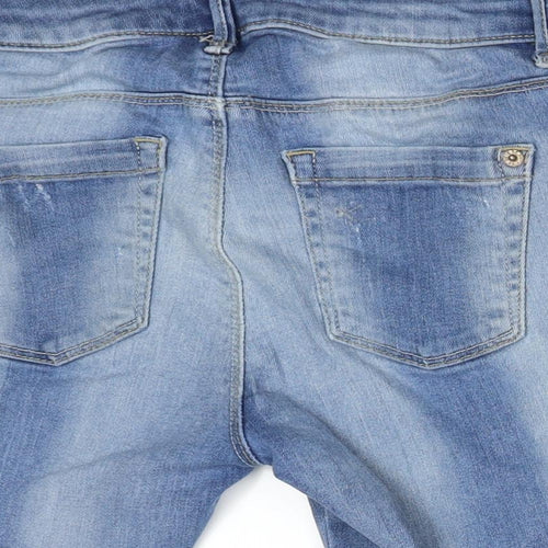 Topshop Womens Blue  Cotton Cut-Off Shorts Size 26 L3 in Regular