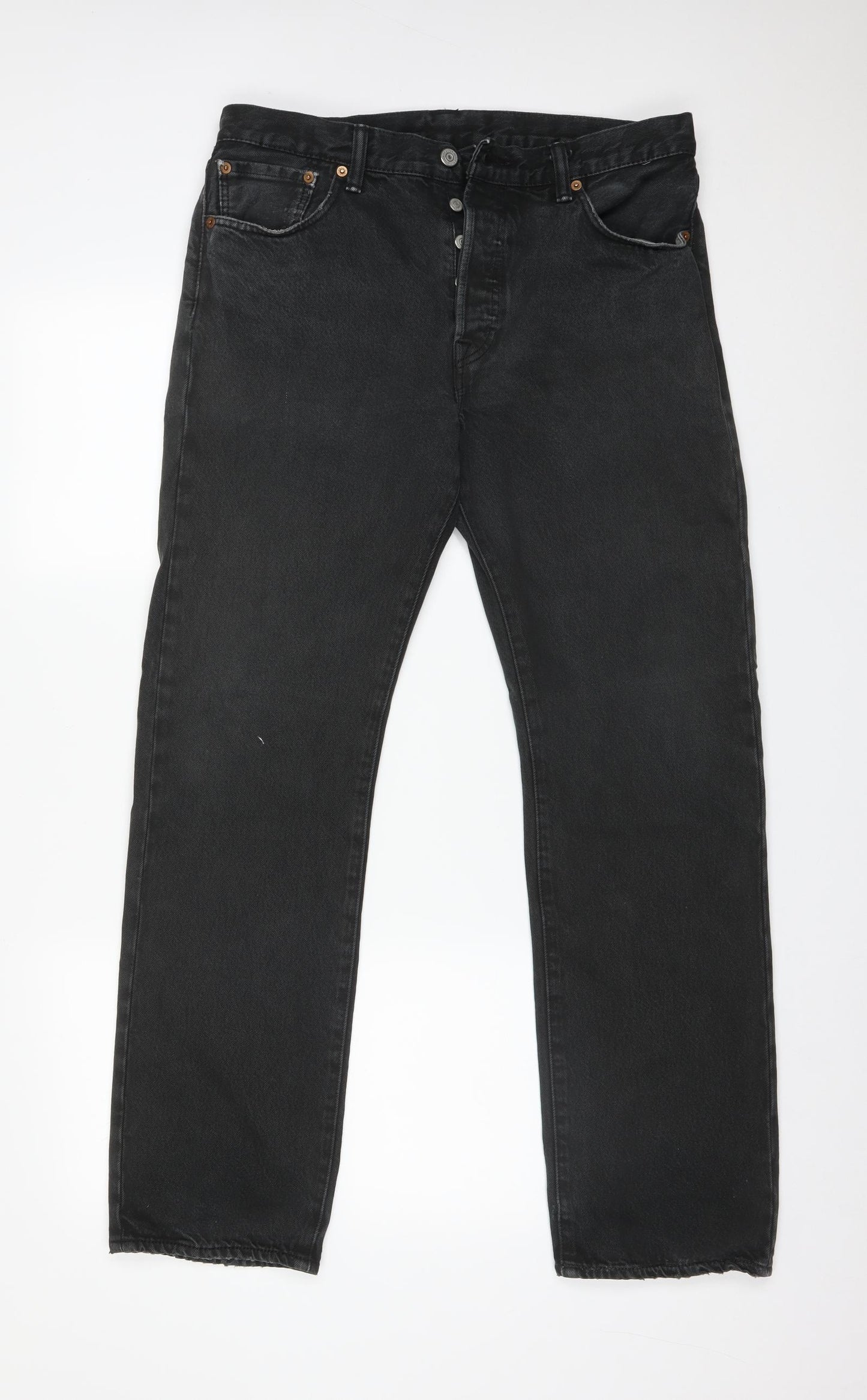 LEVIS Mens Black  Cotton Straight Jeans Size 32 L31 in Regular