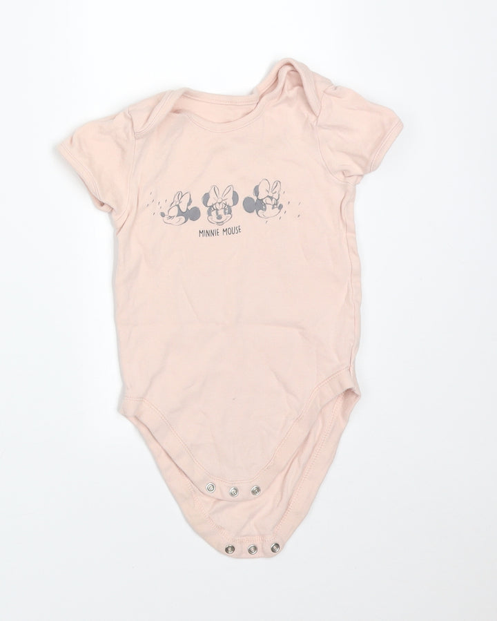 George Girls Pink Cotton Bodysuit One-Piece Size 2-3 Years - DISNEY MINNIE MOUSE