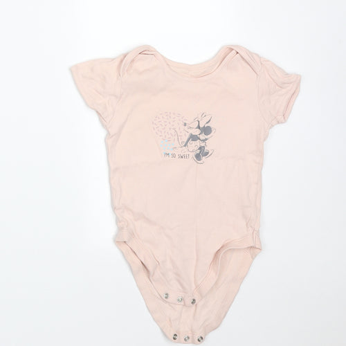 George Girls Pink  Cotton Bodysuit One-Piece Size 2-3 Years   - DISNEY MINNIE MOUSE