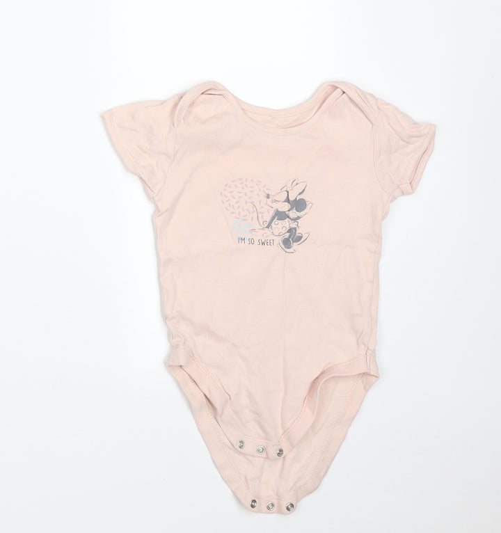 George Girls Pink  Cotton Bodysuit One-Piece Size 2-3 Years   - DISNEY MINNIE MOUSE