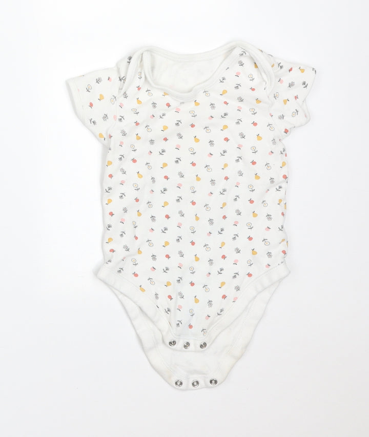 George Girls White Floral Cotton Bodysuit One-Piece Size 2-3 Years   - APPLES AND PEARS