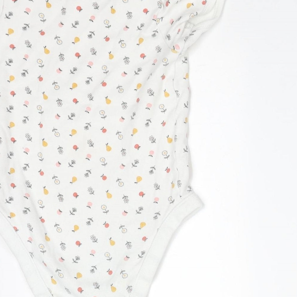 George Girls White Floral Cotton Bodysuit One-Piece Size 2-3 Years   - APPLES AND PEARS
