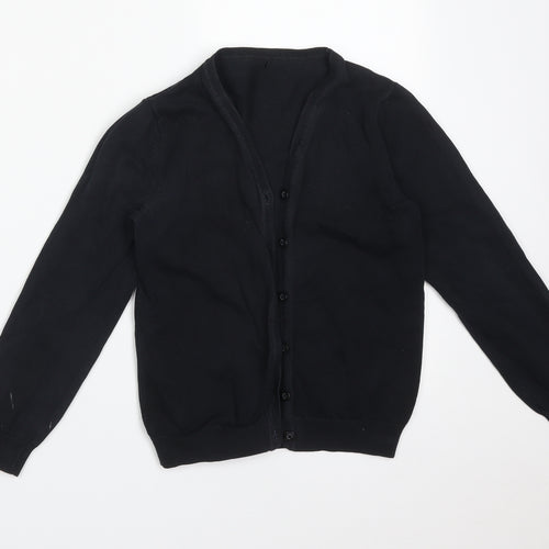 George Girls Black Round Neck  Cotton Cardigan Jumper Size 9-10 Years   - SCHOOL