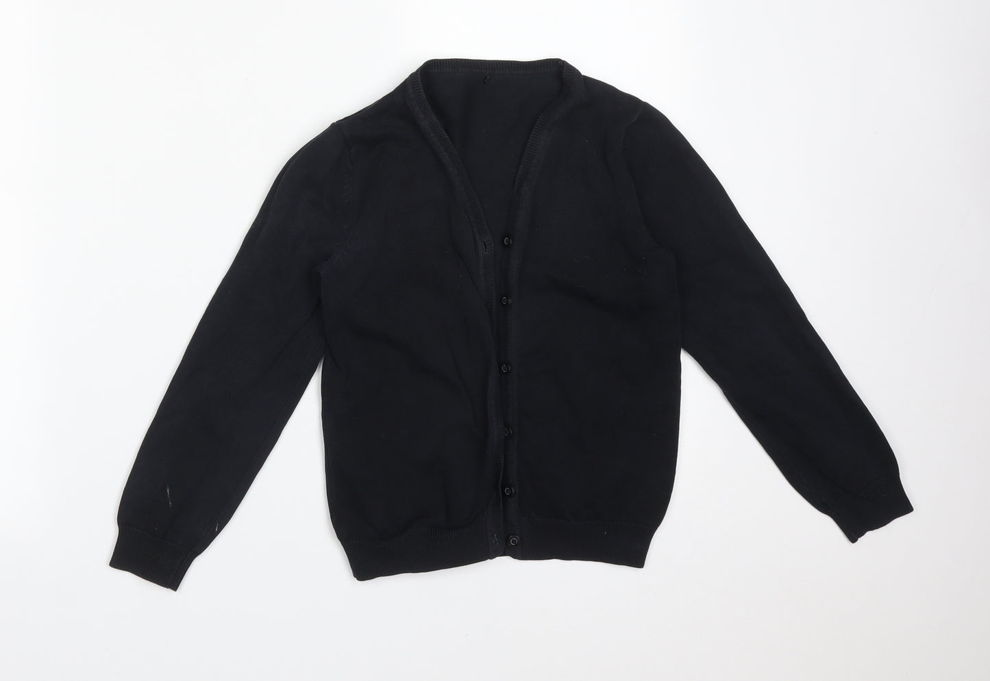 George Girls Black Round Neck  Cotton Cardigan Jumper Size 9-10 Years   - SCHOOL