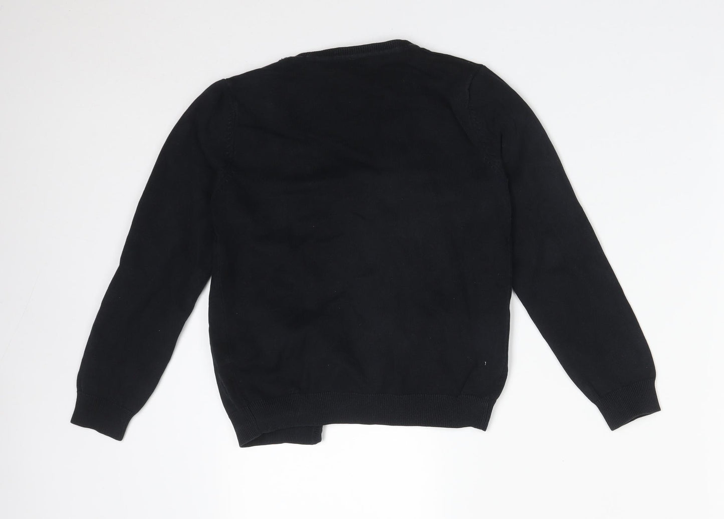 George Girls Black Round Neck  Cotton Cardigan Jumper Size 9-10 Years   - SCHOOL