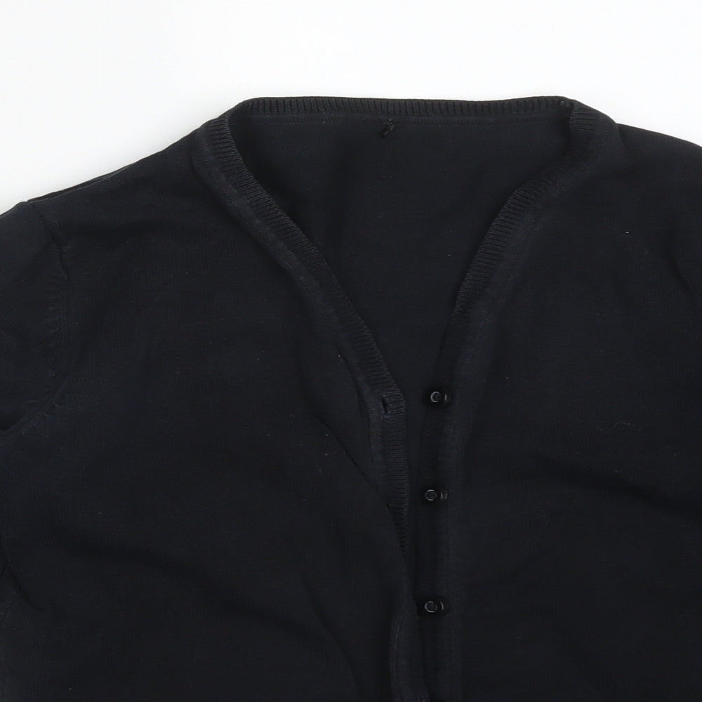 George Girls Black Round Neck  Cotton Cardigan Jumper Size 9-10 Years   - SCHOOL