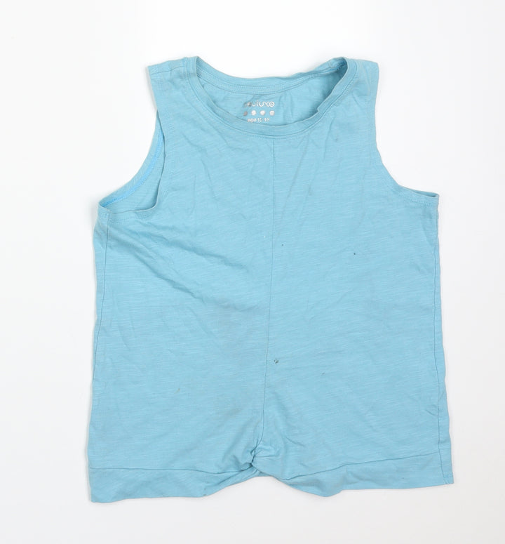 Matalan Girls Blue  Cotton Basic Tank Size 12-13 Years Round Neck