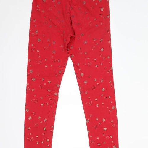 F&F Girls Red  Cotton  Trousers Size 8-9 Years  Regular  - STARS