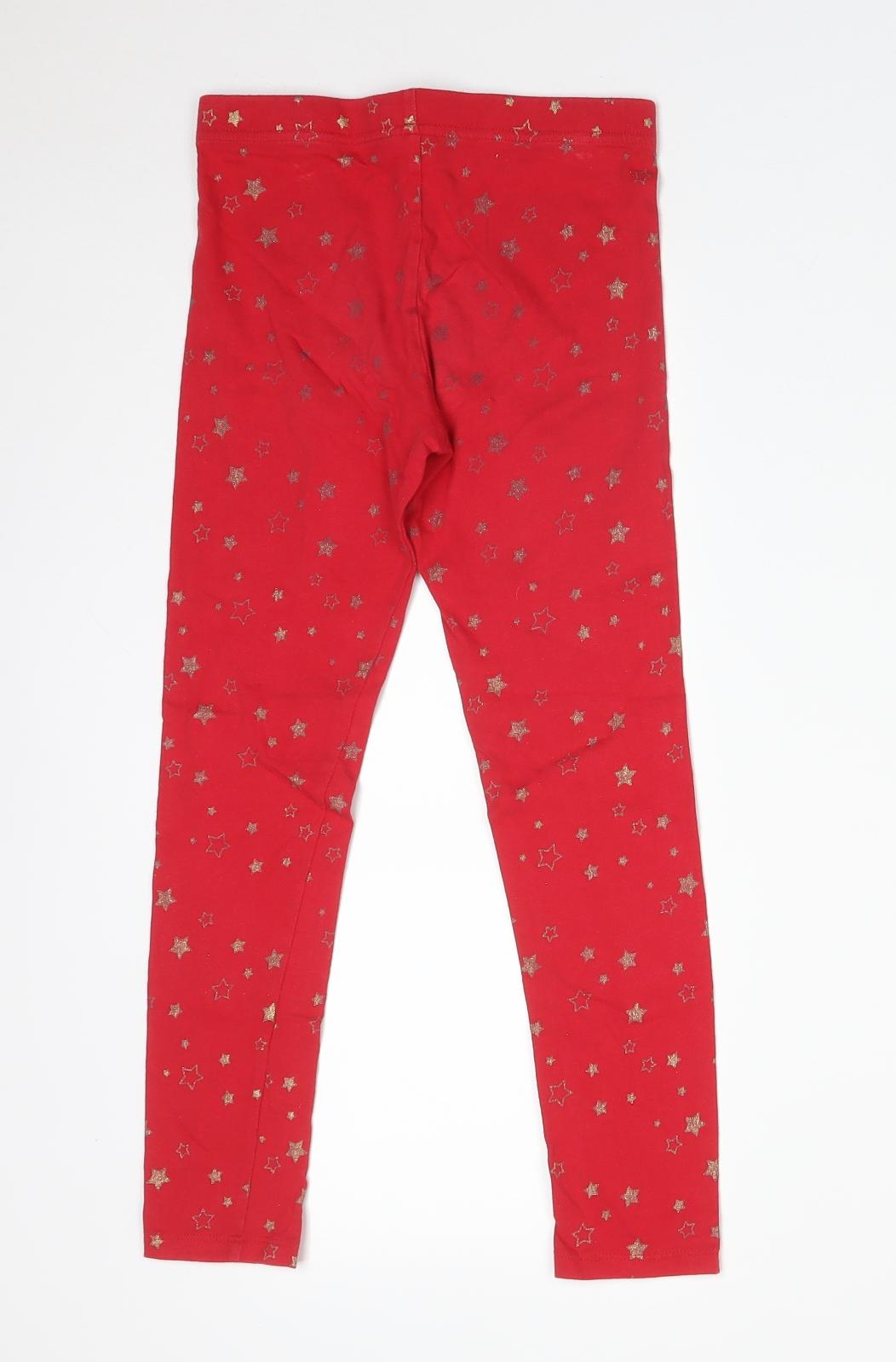 F&F Girls Red  Cotton  Trousers Size 8-9 Years  Regular  - STARS