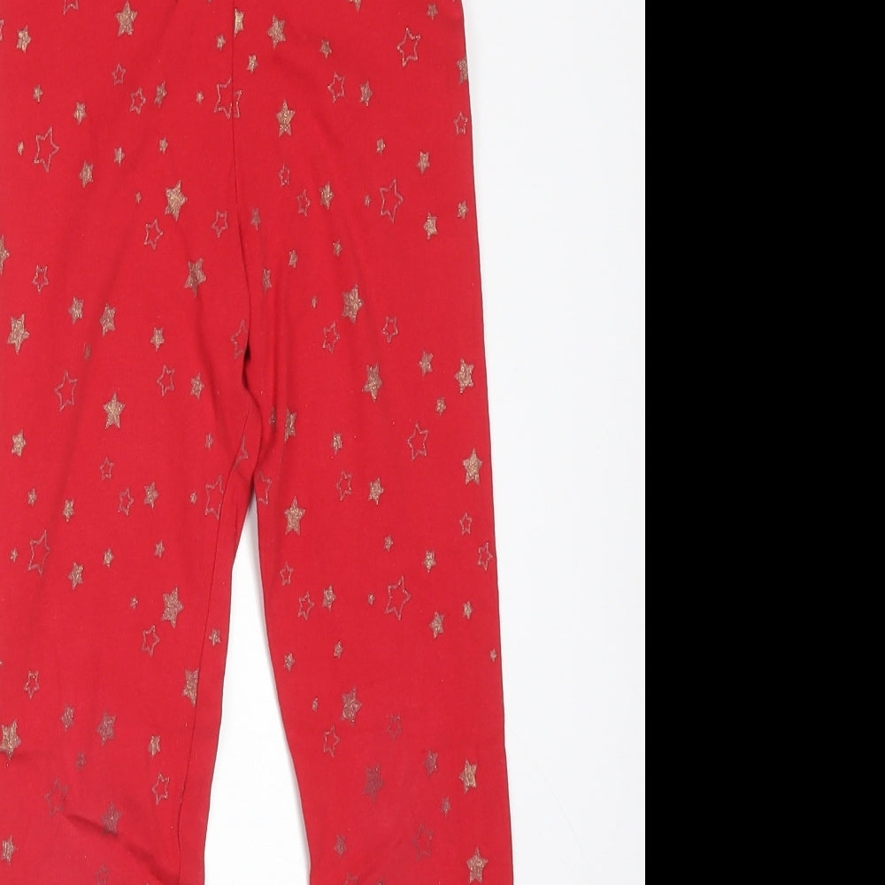 F&F Girls Red  Cotton  Trousers Size 8-9 Years  Regular  - STARS