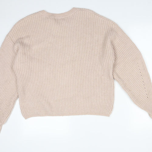 New Look Womens Pink  Acrylic Pullover Sweatshirt Size M