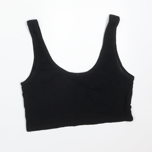 Missguided Womens Black  Viscose Cropped T-Shirt Size 8 Round Neck