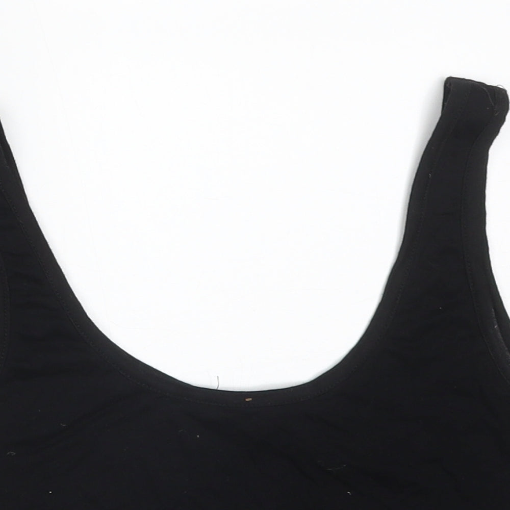 Missguided Womens Black  Viscose Cropped T-Shirt Size 8 Round Neck