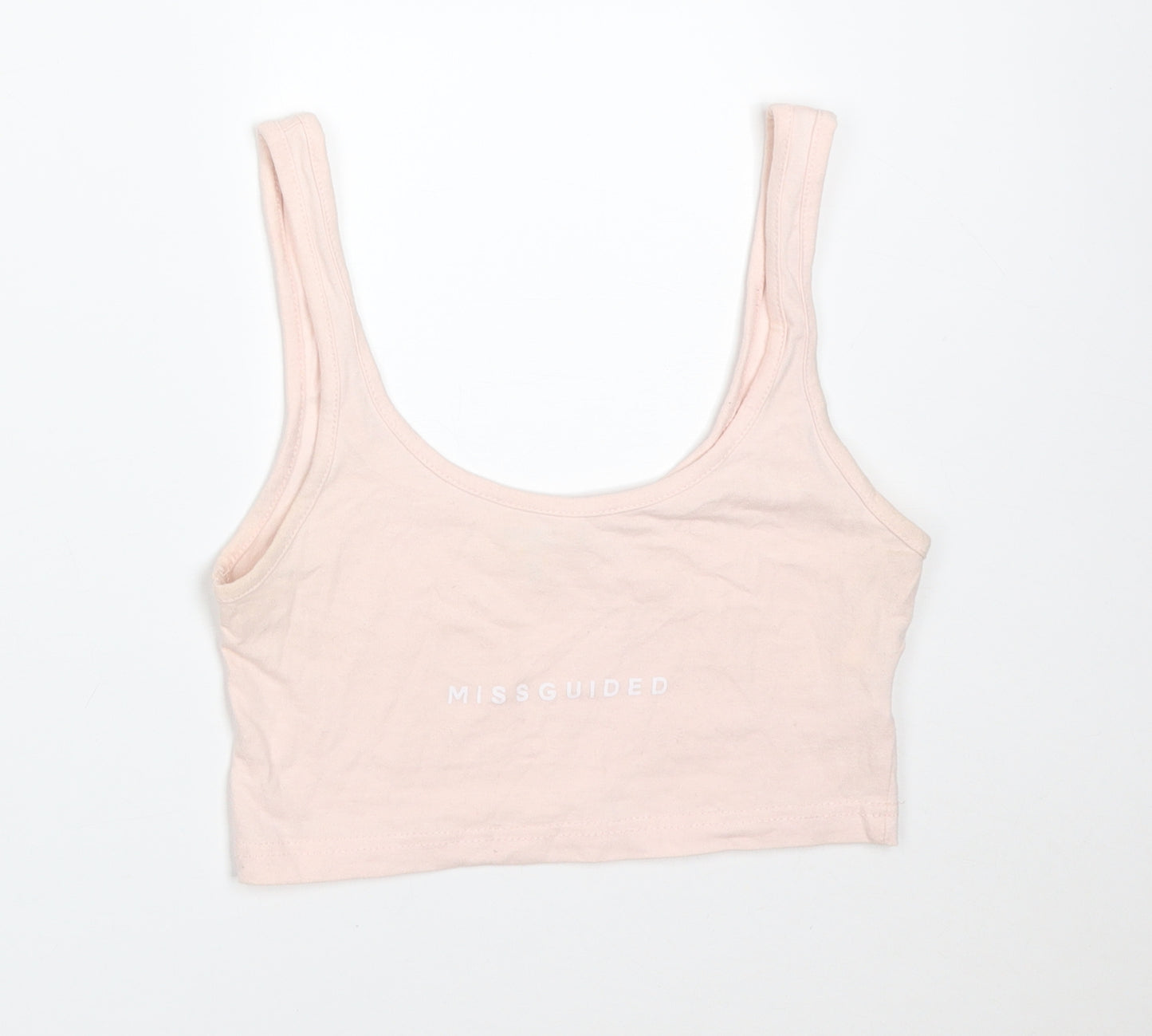 Missguided Womens Pink  Cotton Cropped T-Shirt Size 8 Round Neck - MISSGUIDED