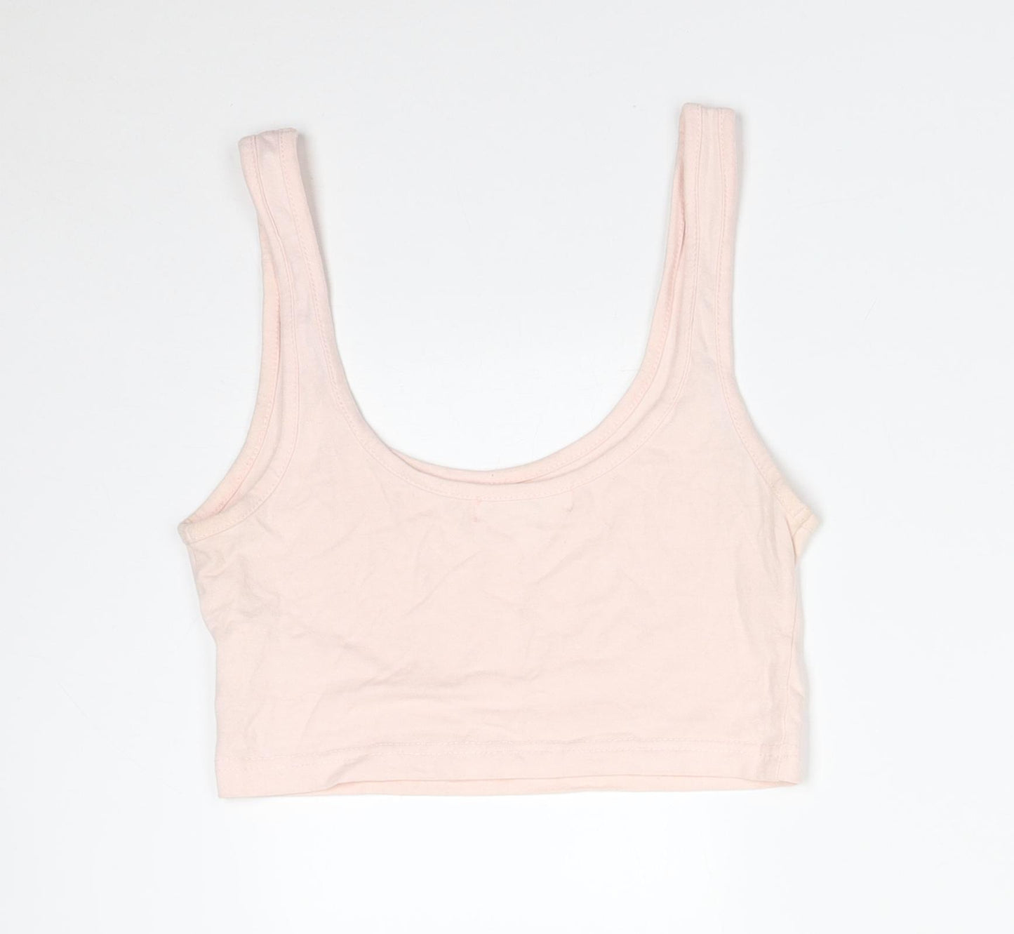 Missguided Womens Pink  Cotton Cropped T-Shirt Size 8 Round Neck - MISSGUIDED