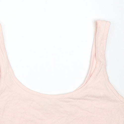Missguided Womens Pink  Cotton Cropped T-Shirt Size 8 Round Neck - MISSGUIDED