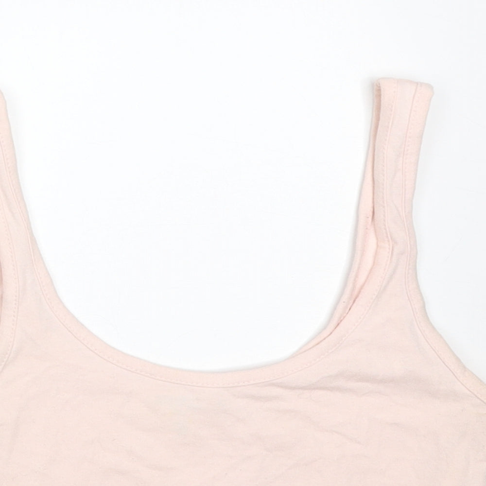 Missguided Womens Pink  Cotton Cropped T-Shirt Size 8 Round Neck - MISSGUIDED