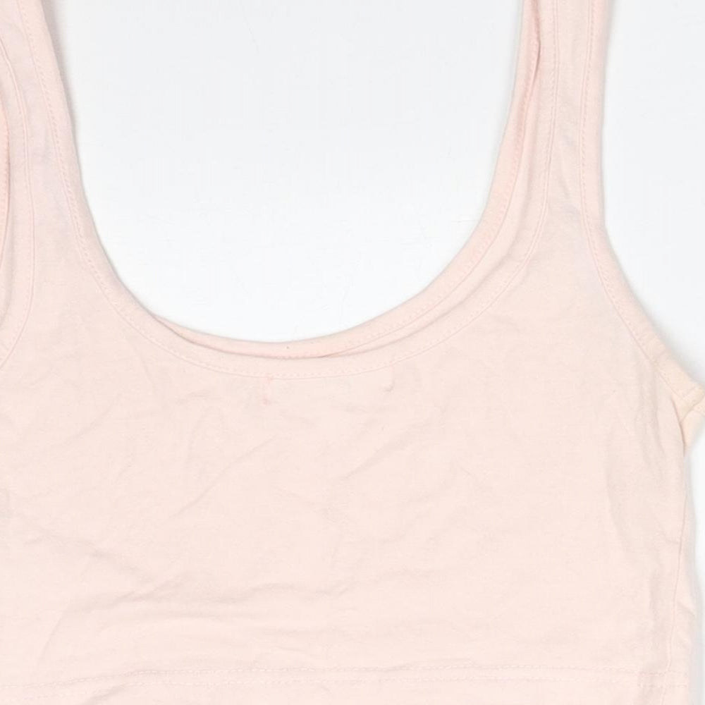 Missguided Womens Pink  Cotton Cropped T-Shirt Size 8 Round Neck - MISSGUIDED