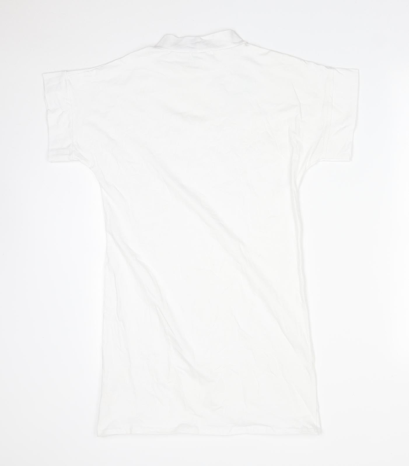 PRETTYLITTLETHING Womens White  Polyester T-Shirt Dress  Size 8  Mock Neck