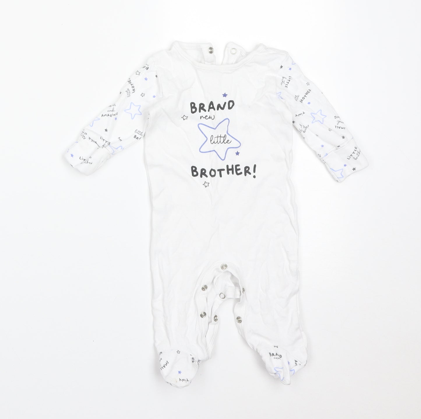 Matalan Boys Multicoloured Geometric Cotton Babygrow One-Piece Size 0-3 Months   - BARND NEW LITTLE BROTHER