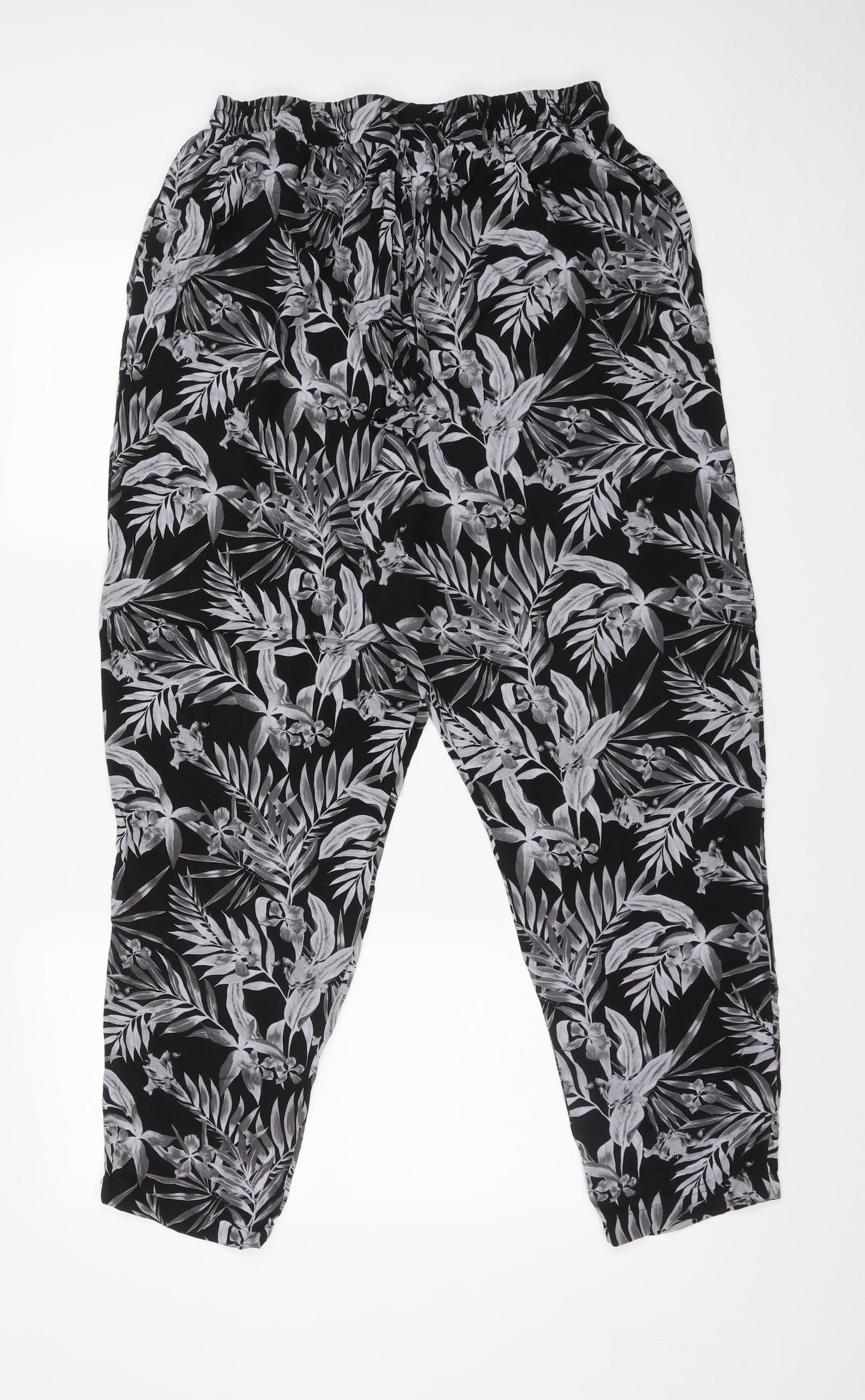 New Look Womens Multicoloured Floral Viscose  Trousers Size 18 L28 in Regular