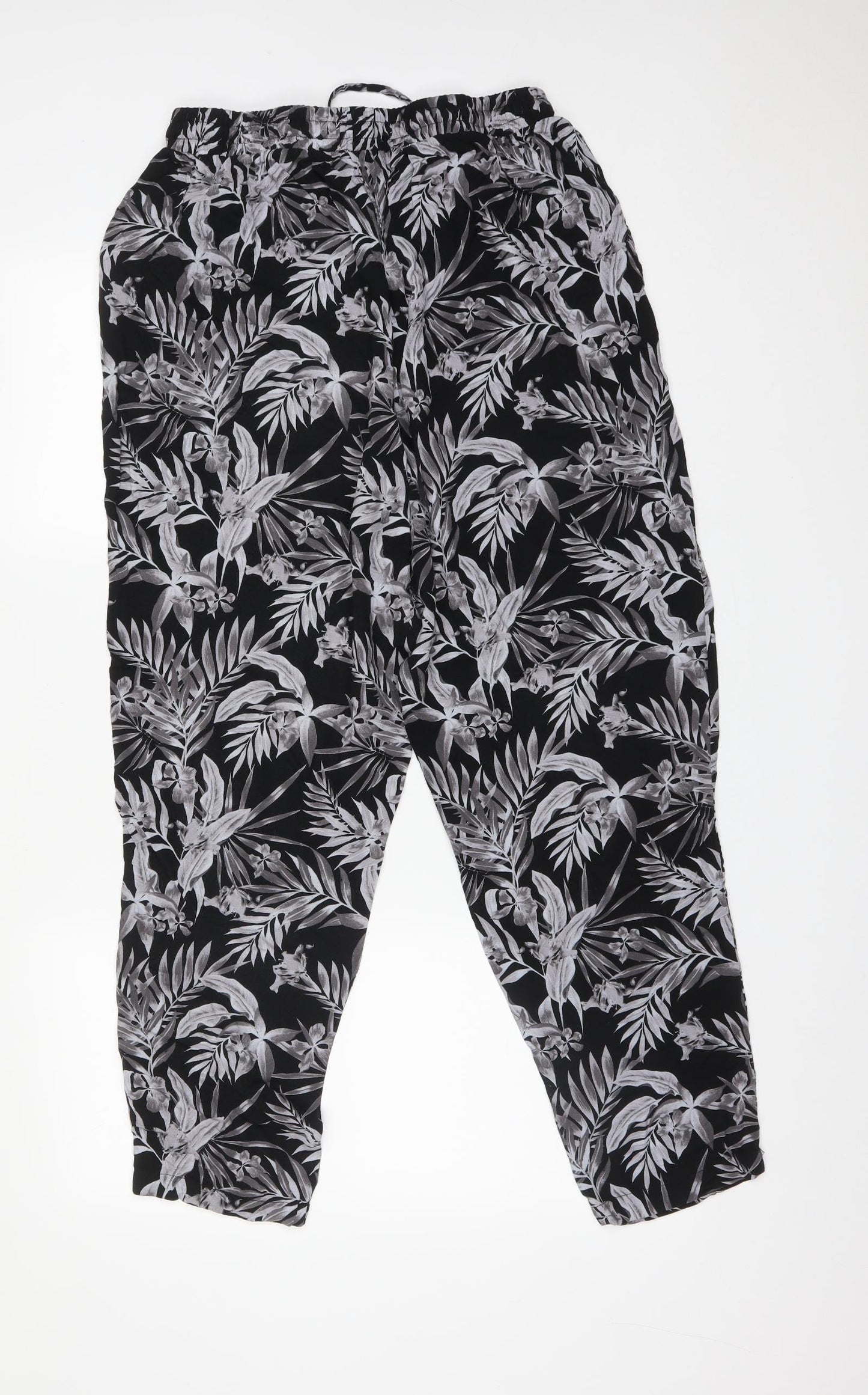 New Look Womens Multicoloured Floral Viscose  Trousers Size 18 L28 in Regular