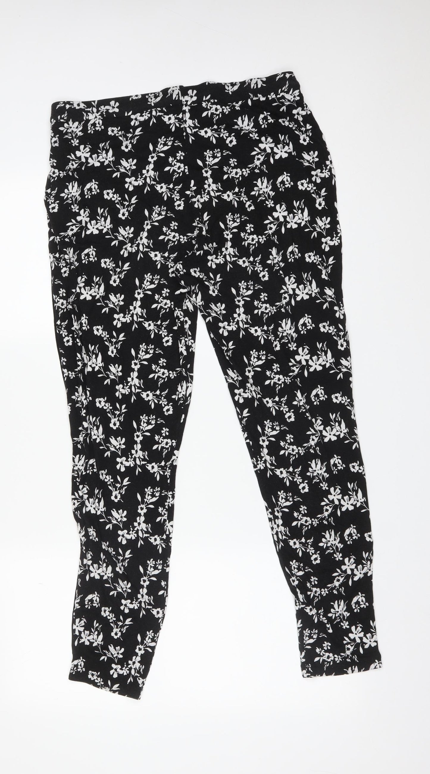 F&F Womens Multicoloured Floral Viscose  Trousers Size 14 L29 in Regular