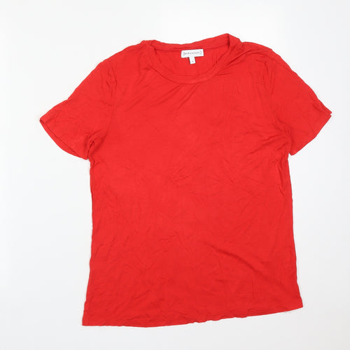 Warehouse Womens Red  Viscose Basic T-Shirt Size 10 Round Neck
