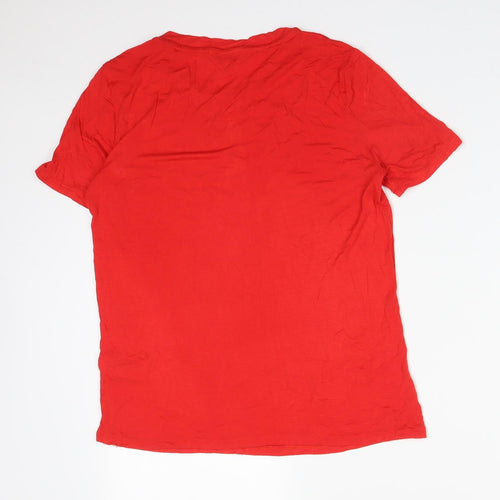 Warehouse Womens Red  Viscose Basic T-Shirt Size 10 Round Neck