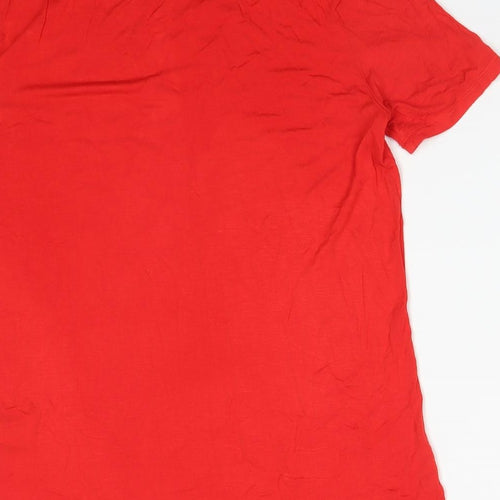 Warehouse Womens Red  Viscose Basic T-Shirt Size 10 Round Neck
