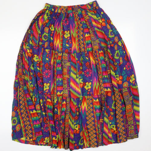 Yessica Womens Multicoloured Geometric Viscose A-Line Skirt Size 14