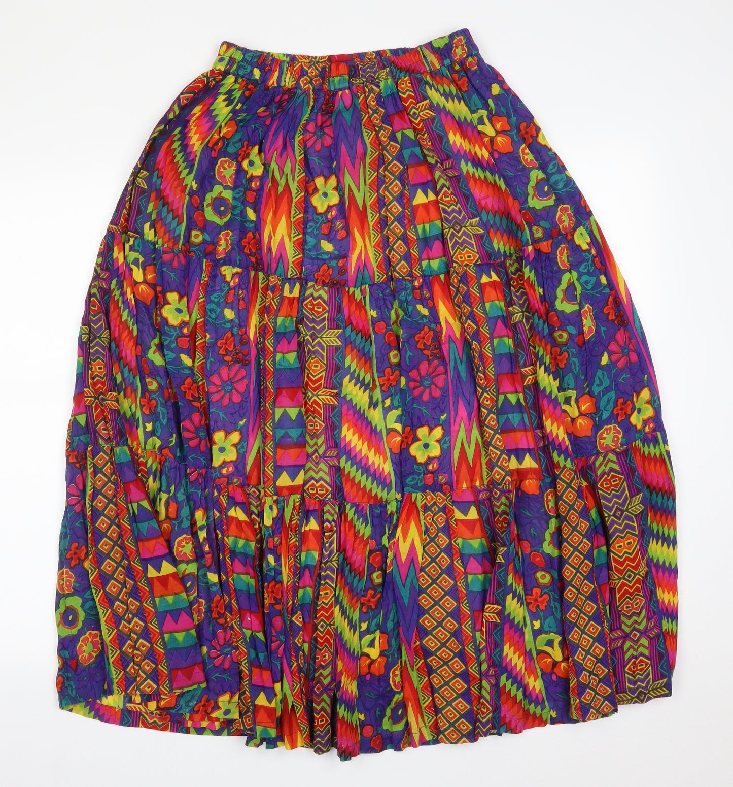 Yessica Womens Multicoloured Geometric Viscose A-Line Skirt Size 14
