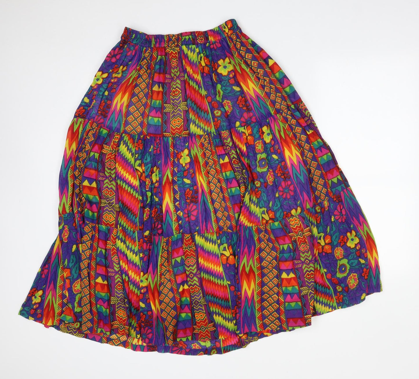 Yessica Womens Multicoloured Geometric Viscose A-Line Skirt Size 14