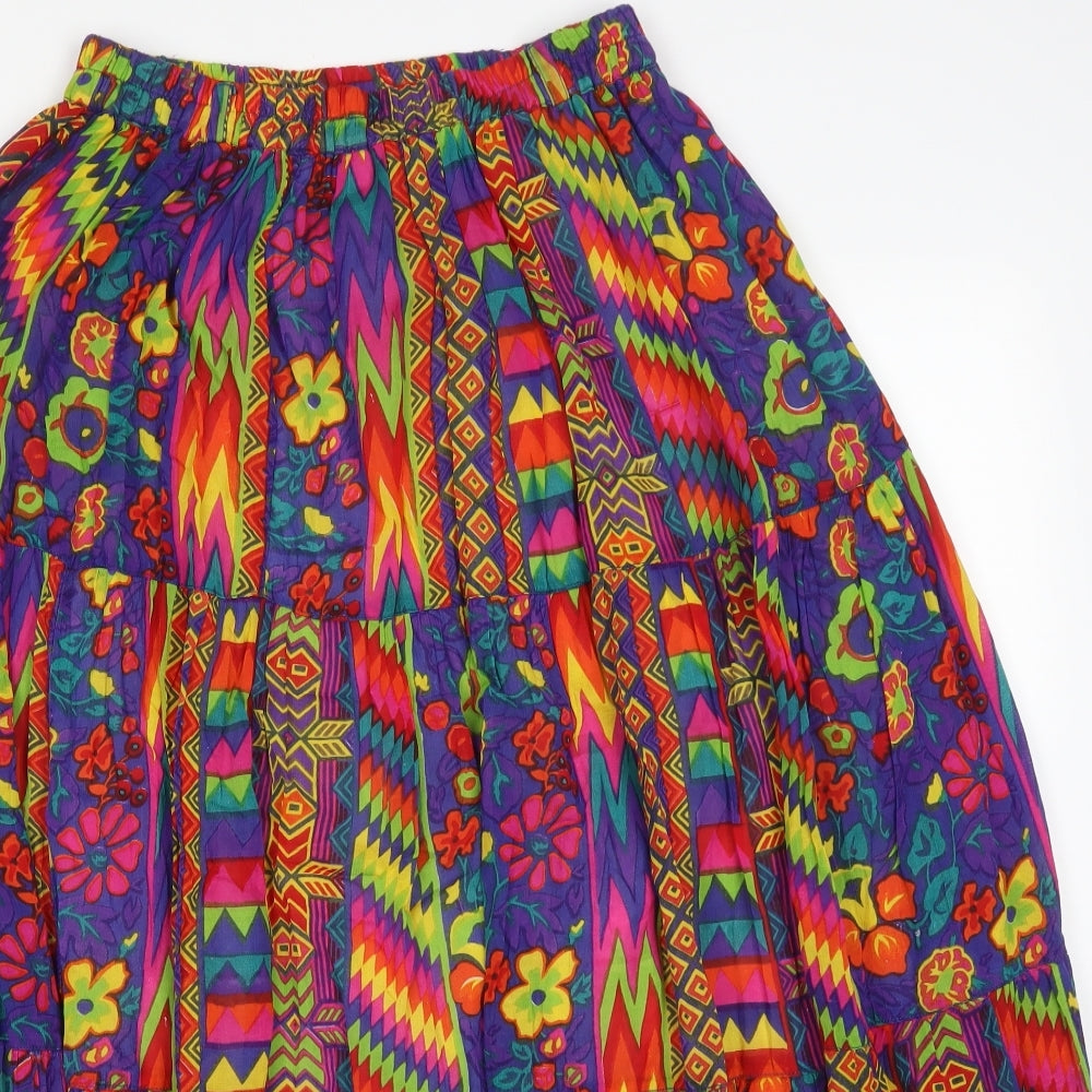 Yessica Womens Multicoloured Geometric Viscose A-Line Skirt Size 14