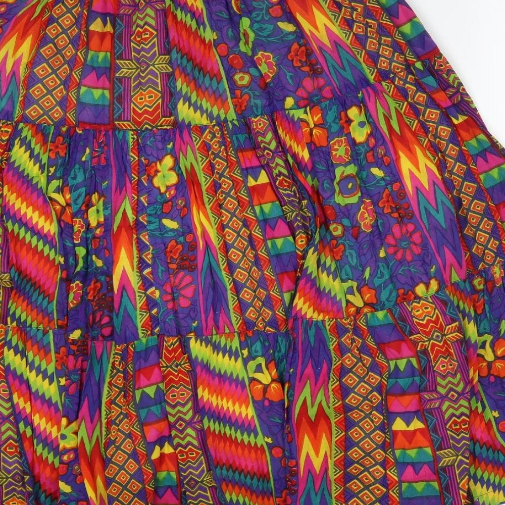 Yessica Womens Multicoloured Geometric Viscose A-Line Skirt Size 14