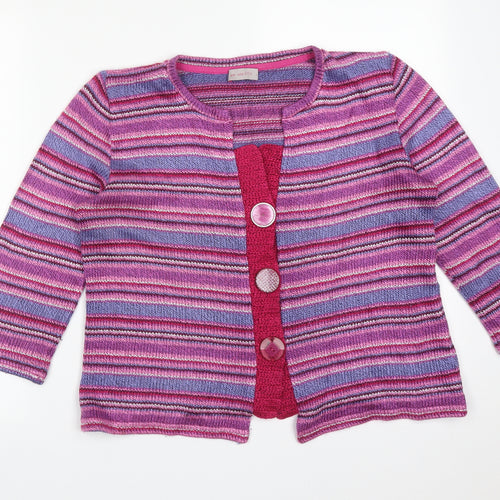 Per Una Womens Multicoloured  Striped Acrylic Cardigan Jumper Size L