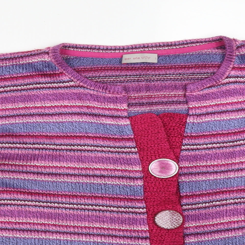 Per Una Womens Multicoloured  Striped Acrylic Cardigan Jumper Size L