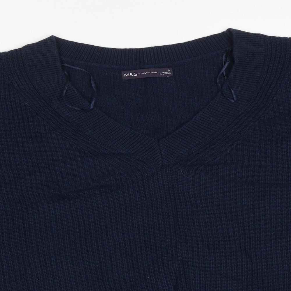 M&S Mens Blue  Cotton Pullover Sweatshirt Size L