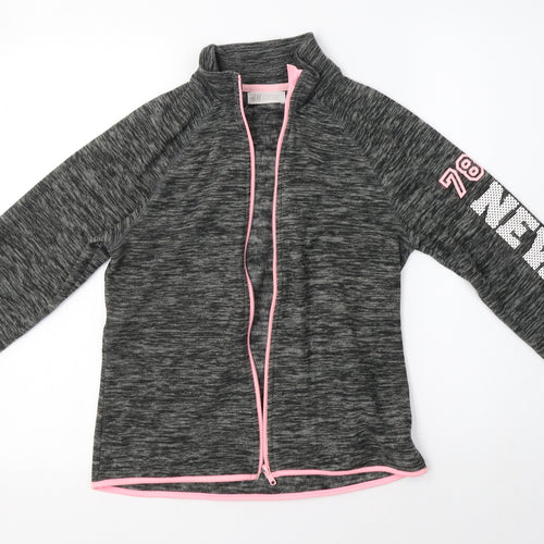 H&M Girls Grey High Neck  Polyester Full Zip Jumper Size 12-13 Years
