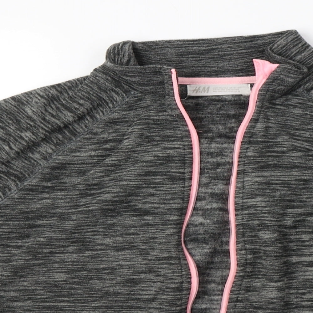 H&M Girls Grey High Neck  Polyester Full Zip Jumper Size 12-13 Years