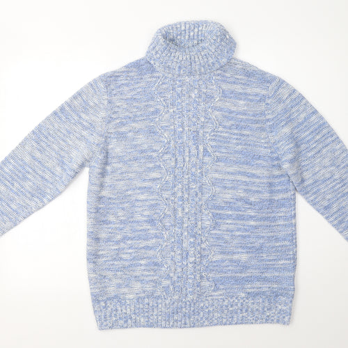 Preworn Womens Blue High Neck  Acrylic Pullover Jumper Size 16