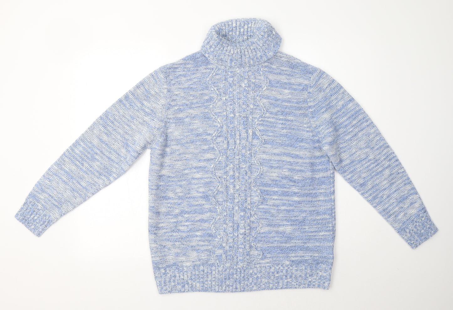 Preworn Womens Blue High Neck  Acrylic Pullover Jumper Size 16