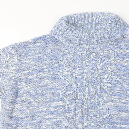 Preworn Womens Blue High Neck  Acrylic Pullover Jumper Size 16