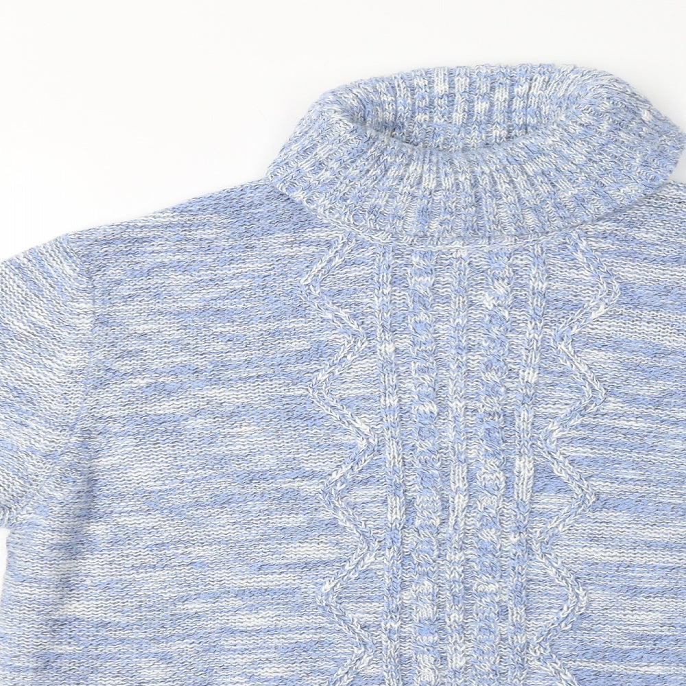 Preworn Womens Blue High Neck  Acrylic Pullover Jumper Size 16