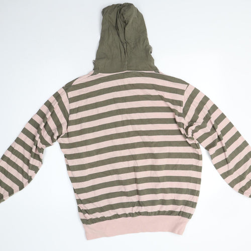 Brave Soul Mens Multicoloured Striped Cotton Pullover Hoodie Size M