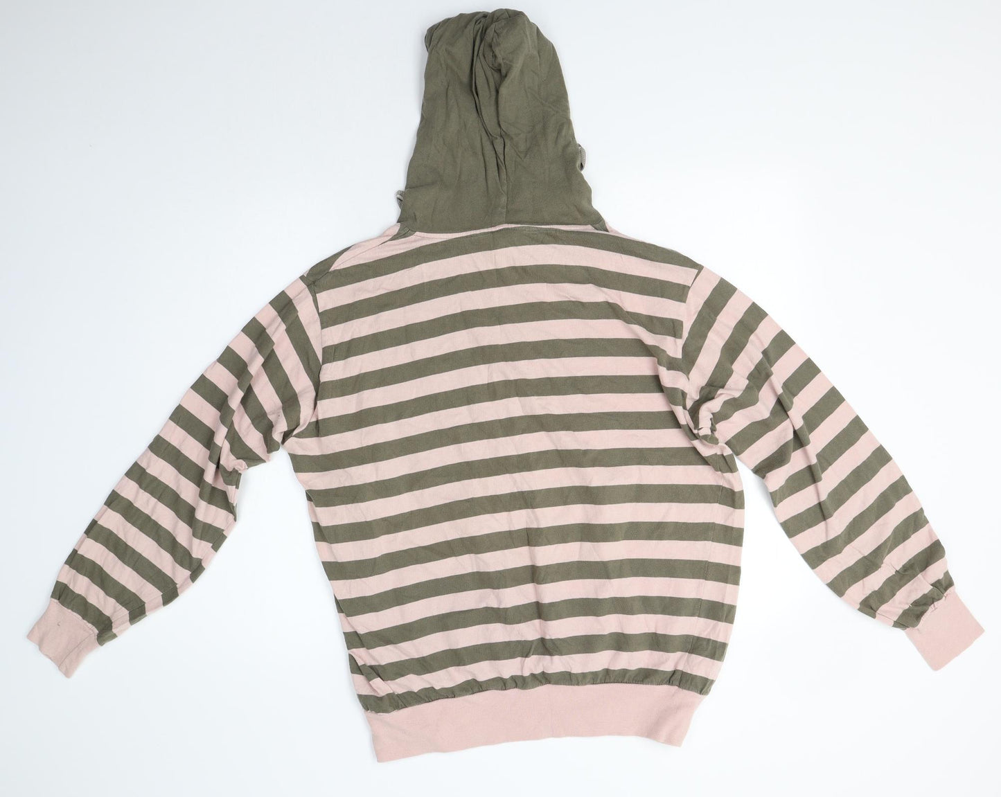 Brave Soul Mens Multicoloured Striped Cotton Pullover Hoodie Size M